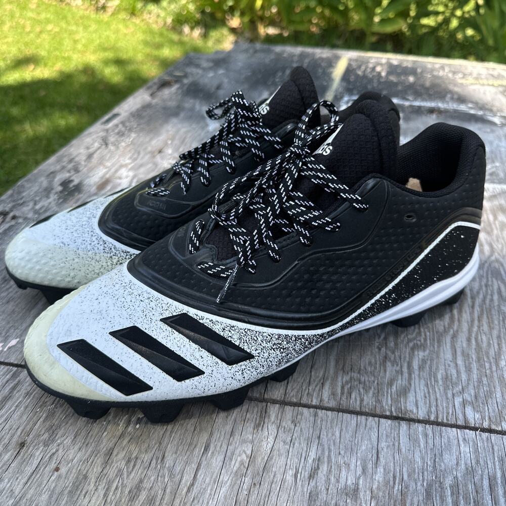 Adidas Icon V Bounce Men's 13 Black & White Mid-Cut Baseball Cleats Shoes 995